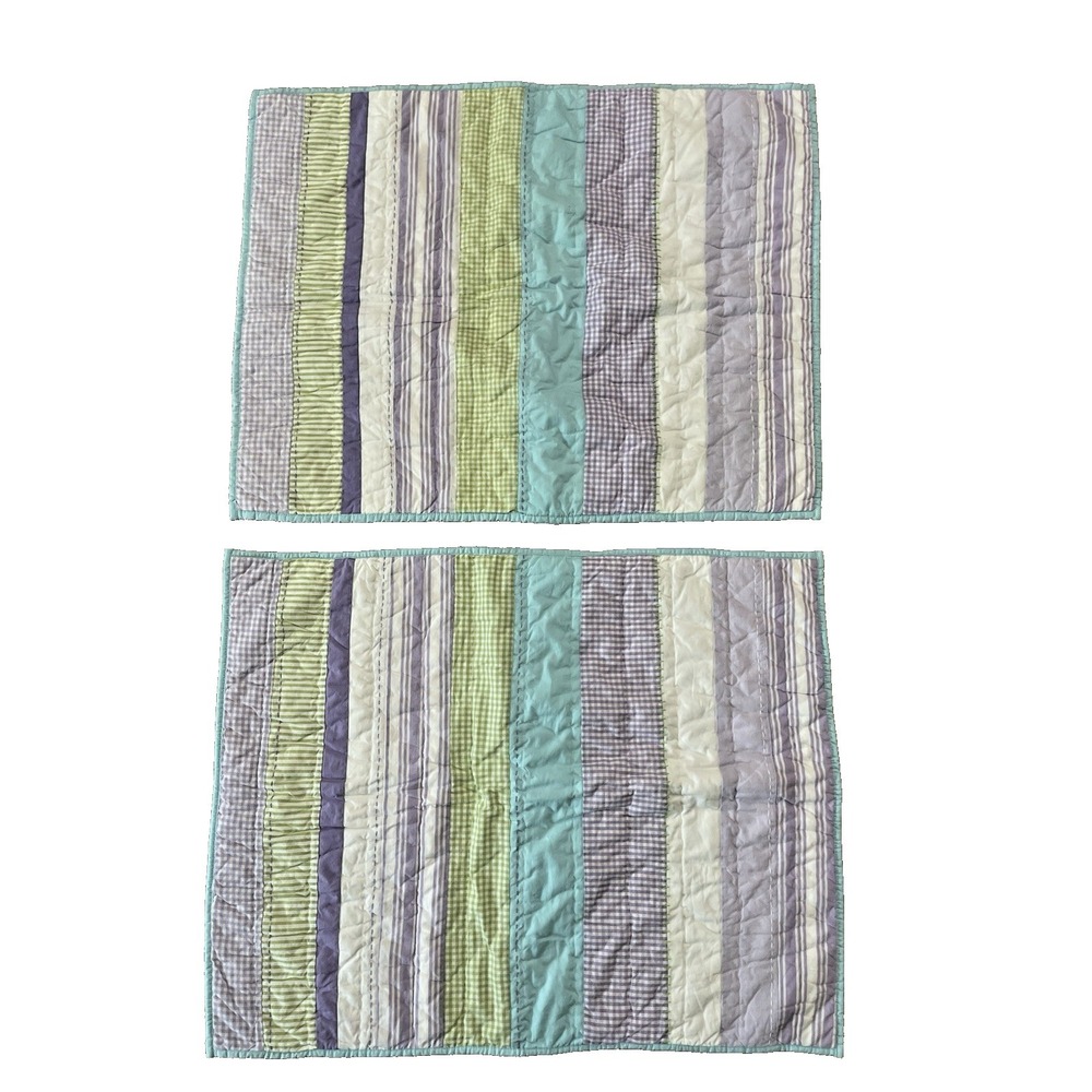 2 Pottery Barn Kids Standard Quilted Pillow Shams Multi Cotton Stripe Gingham